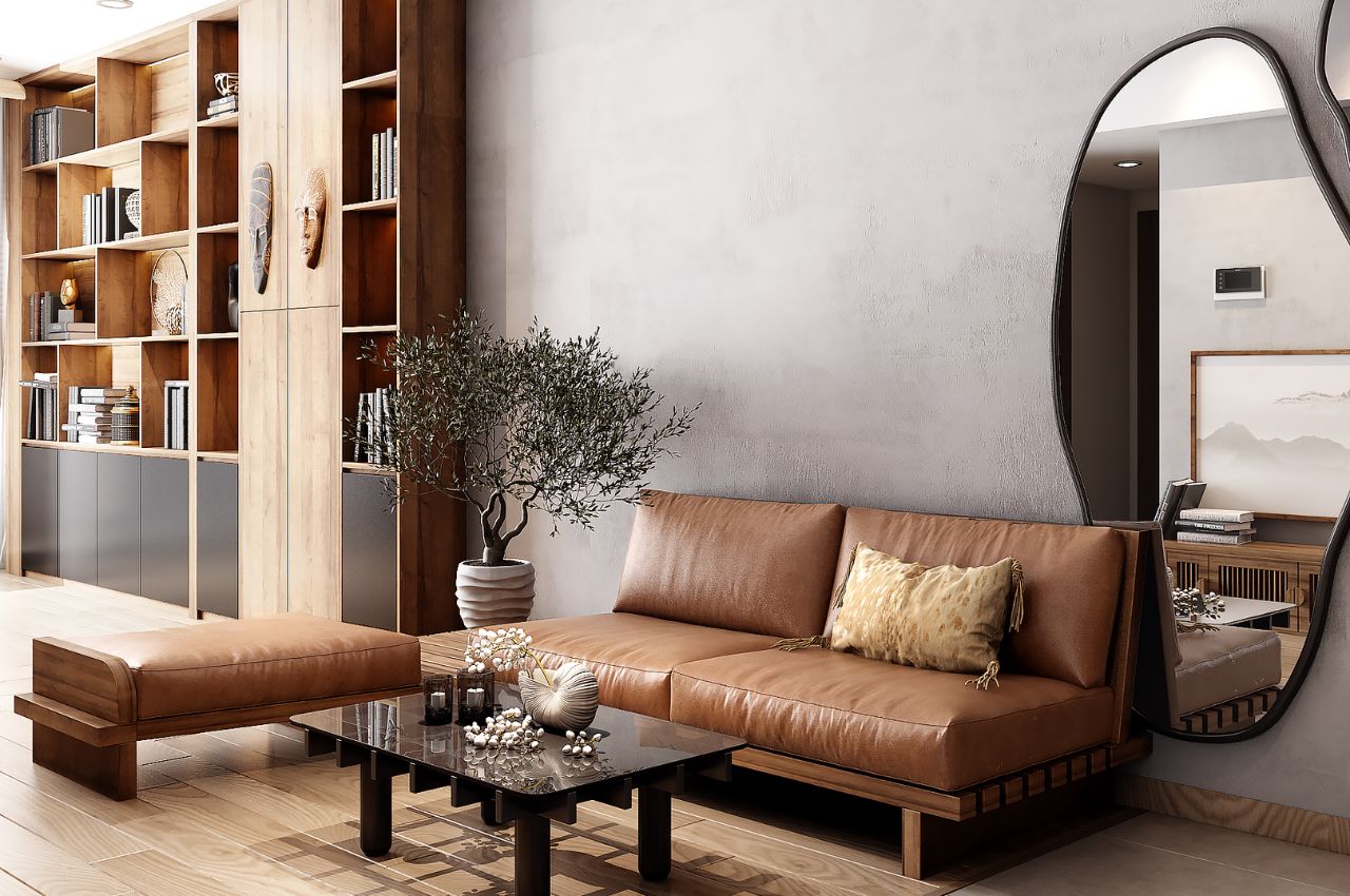 Thiết kế căn hộ chung cư 70m2 2 phòng ngủ với gam màu trầm đặc biệt