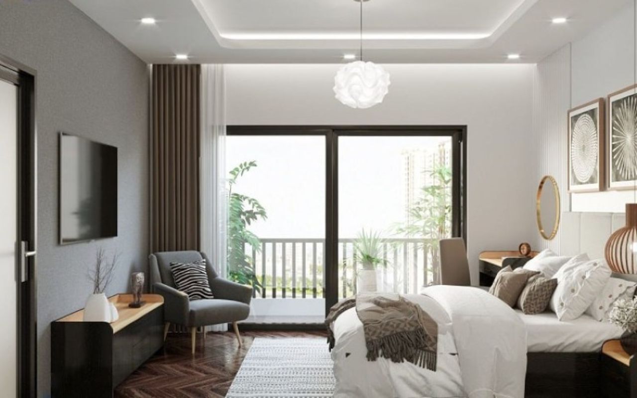 Phòng ngủ có ban công phong cách tân cổ điển