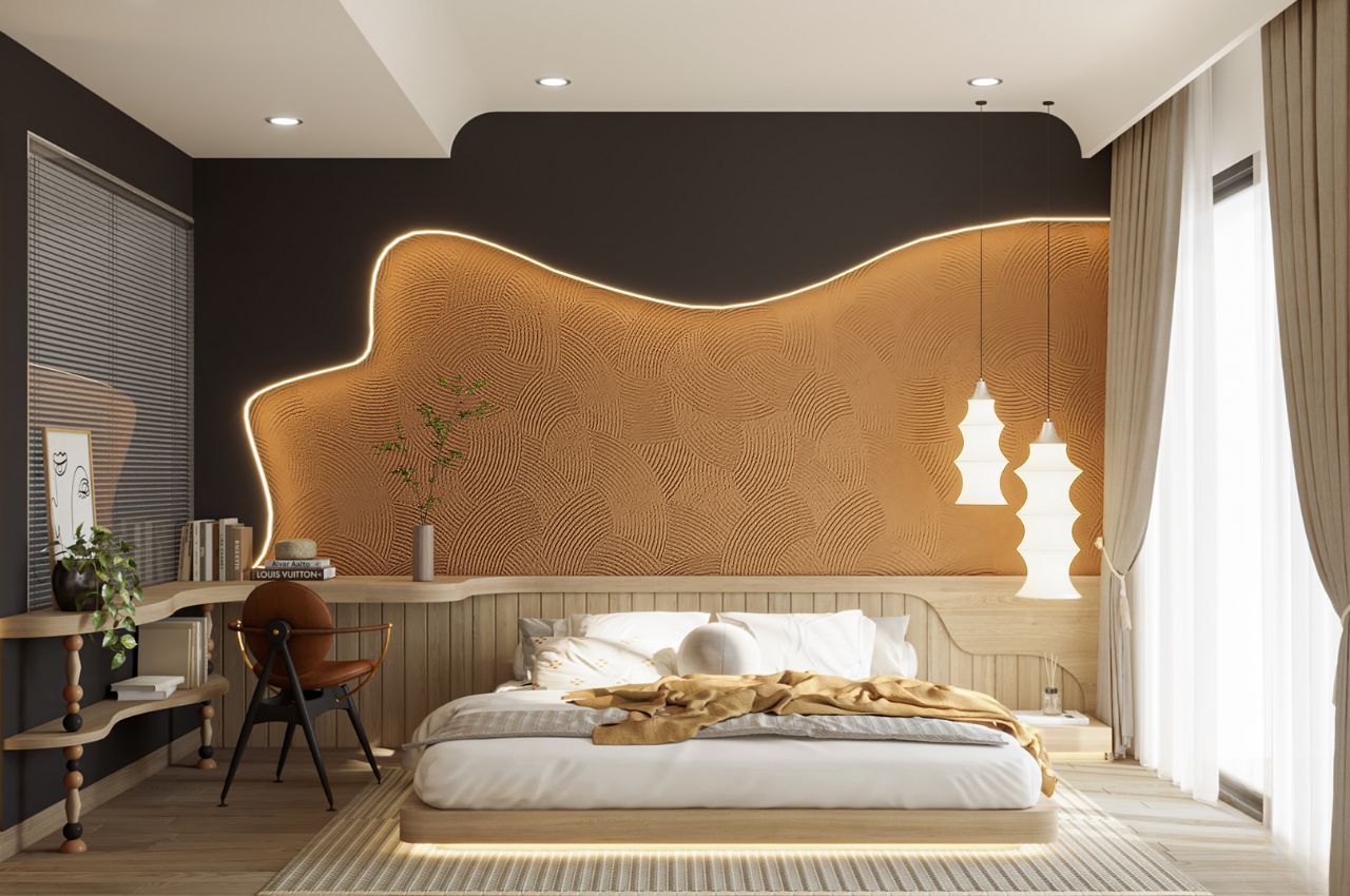 Mẫu thiết kế căn hộ 80m2 với phòng ngủ bố trí lạ mắt