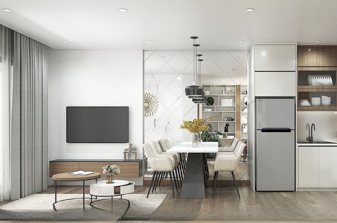 Thiết kế chung cư 65m2 2 phòng ngủ rộng rãi, thoải mái