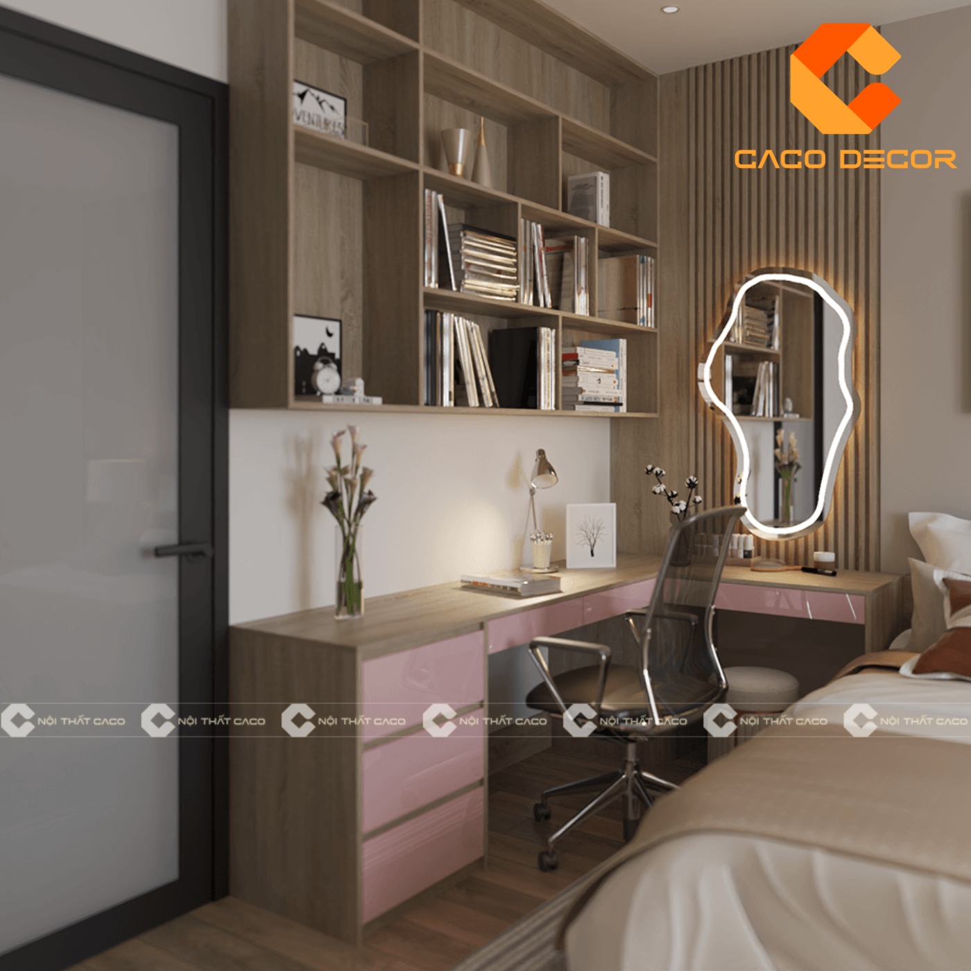 Mẫu bàn học sinh kiểu góc được làm từ gỗ công nghiệp 