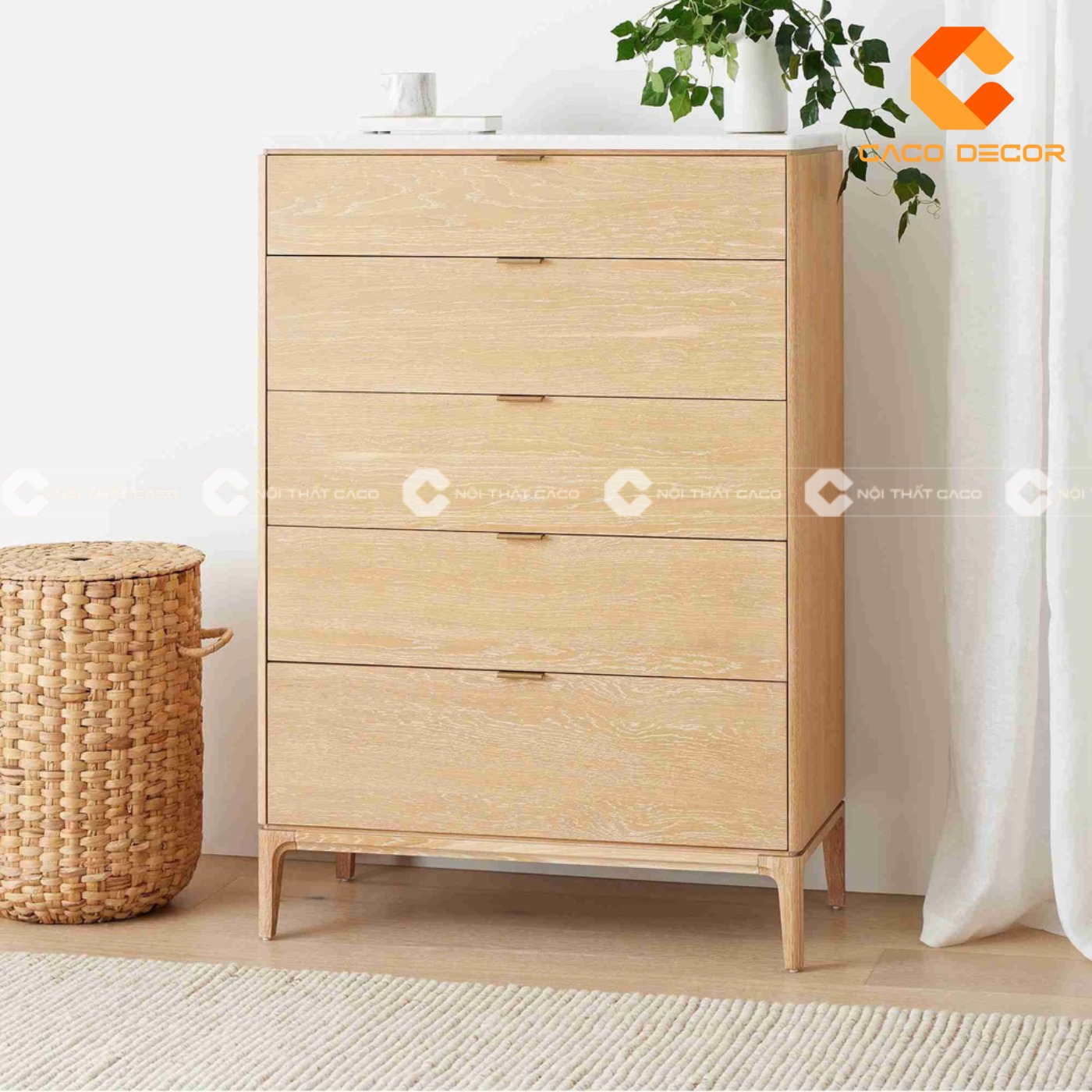 Tủ quần áo trẻ em gỗ tự nhiên thiết kế ngăn kéo đứng đơn giản phù hợp cho trẻ nhỏ