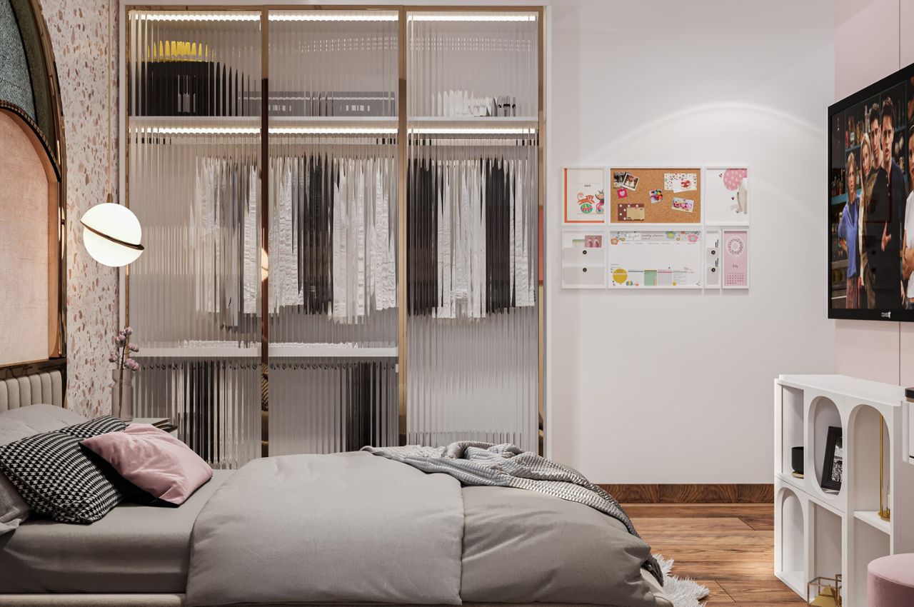 Tủ quần áo 3 cánh kính âm tường