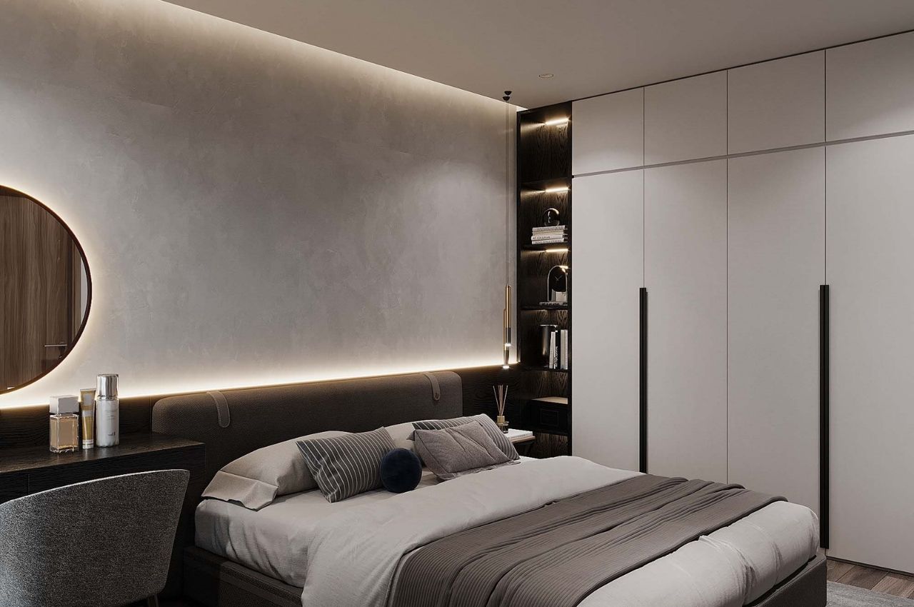 Tủ quần áo gỗ công nghiệp màu trắng, MDF lõi xanh sơn bệt