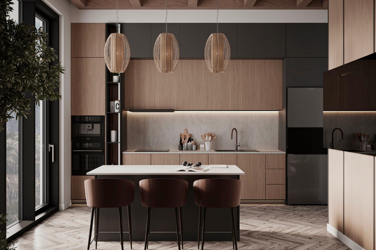 Thiết kế nội thất phòng bếp nhà ống 5m phong cách tối giản hiện đại