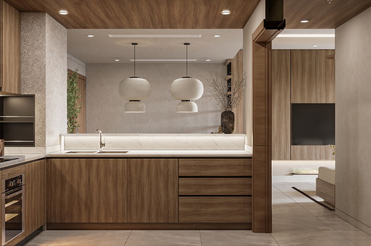 Tủ bếp gỗ tự nhiên chắc chắn