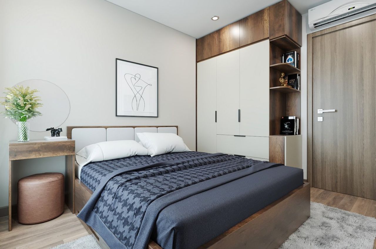 Thiết kế tủ quần áo gỗ công nghiệp màu trắng phong cách tân cổ điển