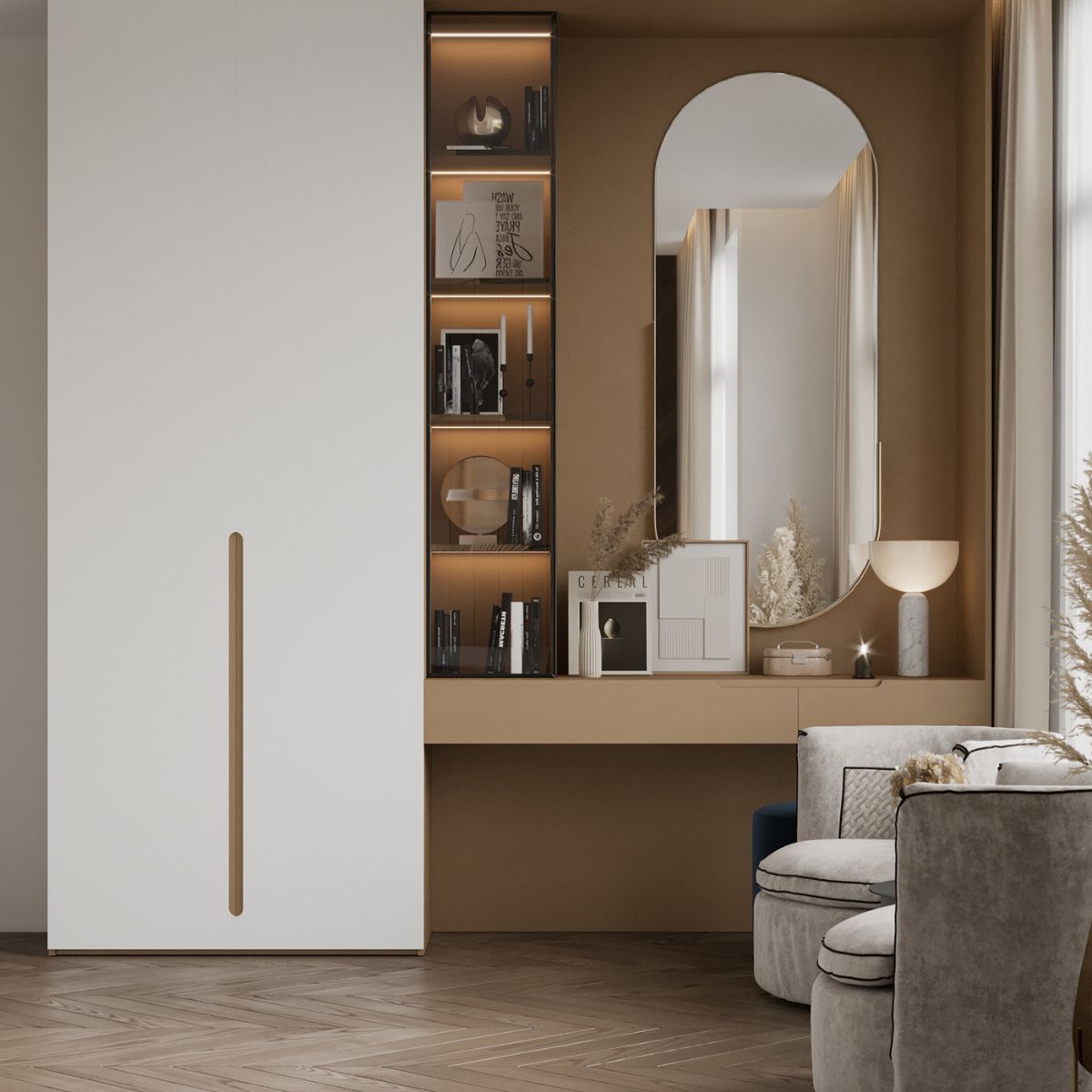 Tủ quần áo kết hợp bàn trang điểm tiện lợi