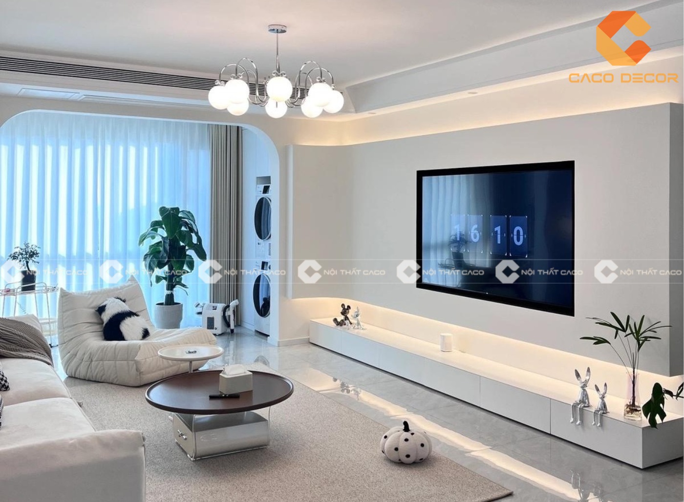 Kệ tivi kết hợp đèn LED hiện đại