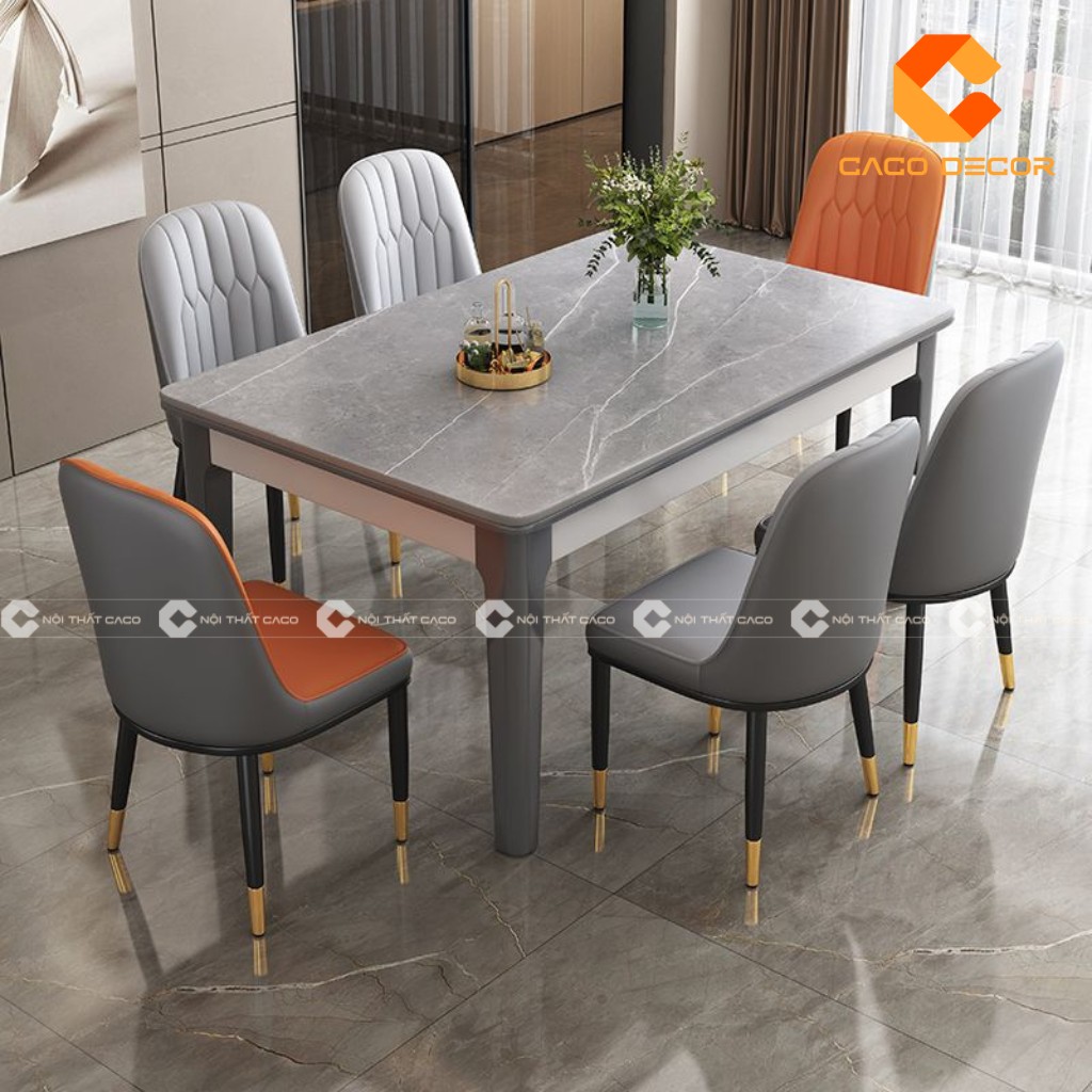 Mẫu bàn ăn hình chữ nhật dành cho 6 người ngồi