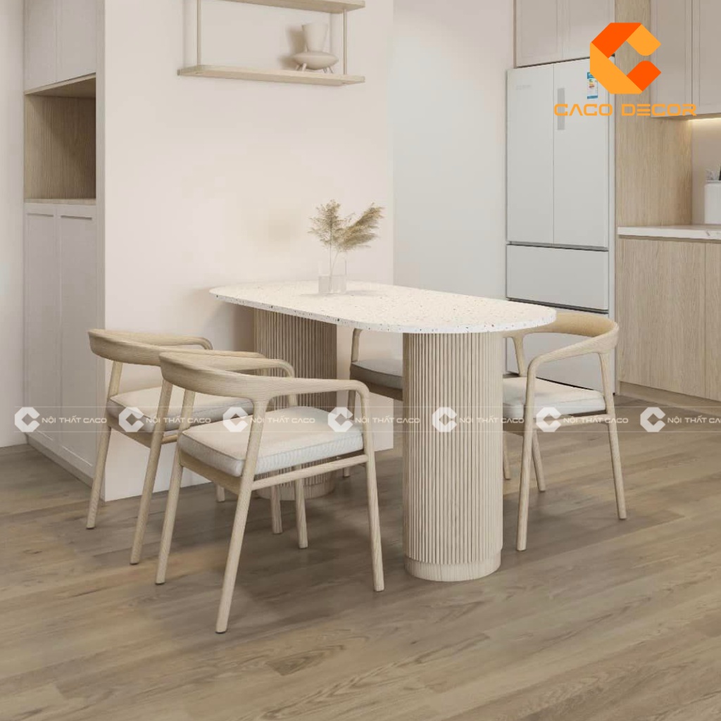 Bộ bàn ăn 4 người hình oval mới lạ 