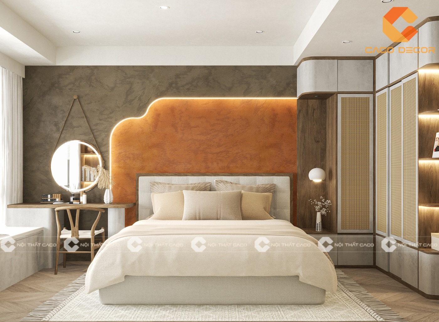 Phòng ngủ 2 trong mẫu thiết kế nội thất chung cư có diện tích dưới 100m2 