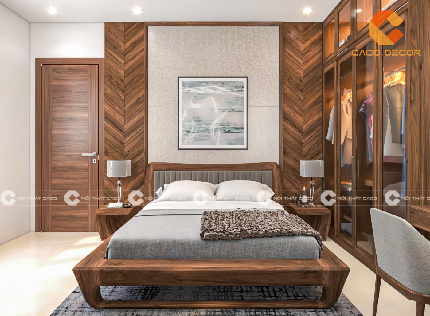 Thiết kế nội thất chung cư gỗ óc chó có màu nâu sáng