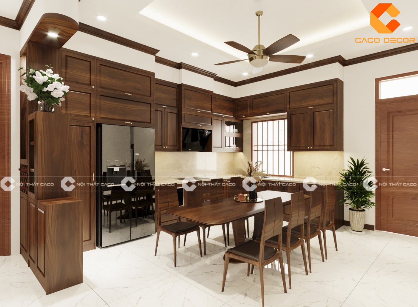Tủ bếp gỗ tự nhiên hiện đại đơn giản