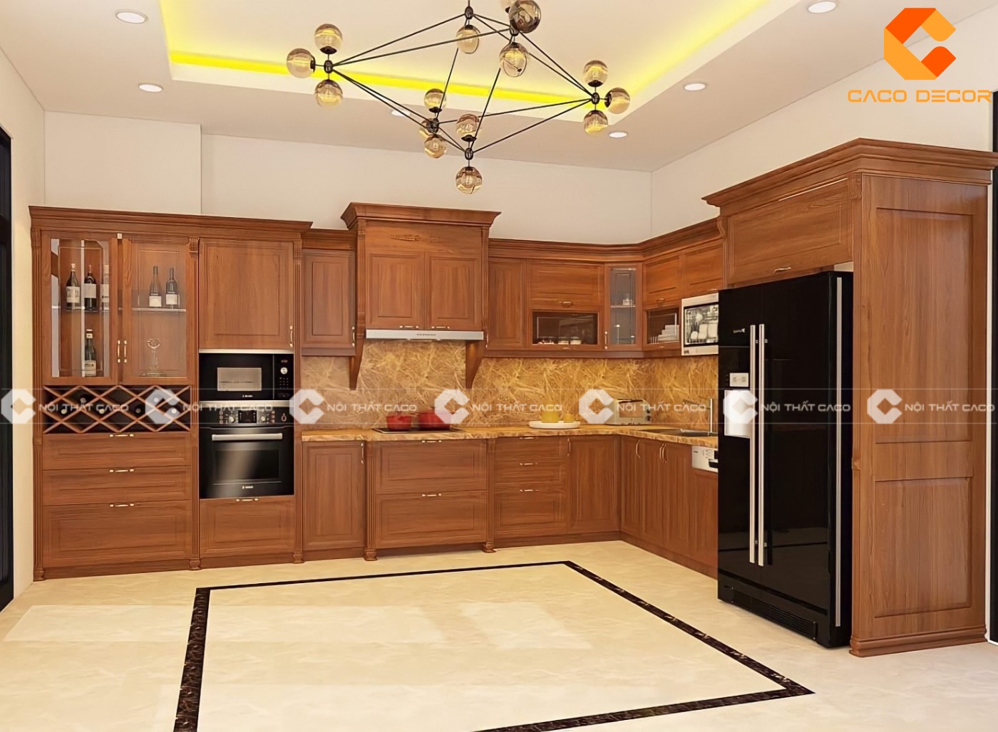 Tủ bếp gỗ hương tự nhiên