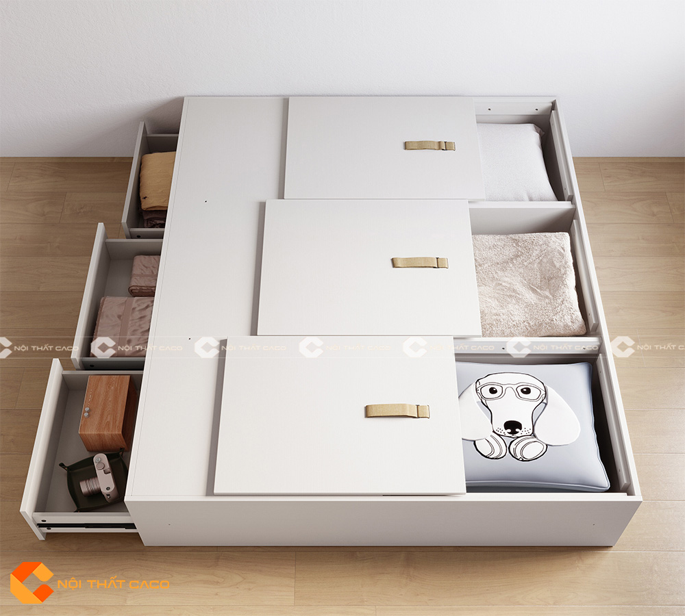 Giường Ngủ MDF Melamine Màu Trắng Cao Cấp -GN016 3