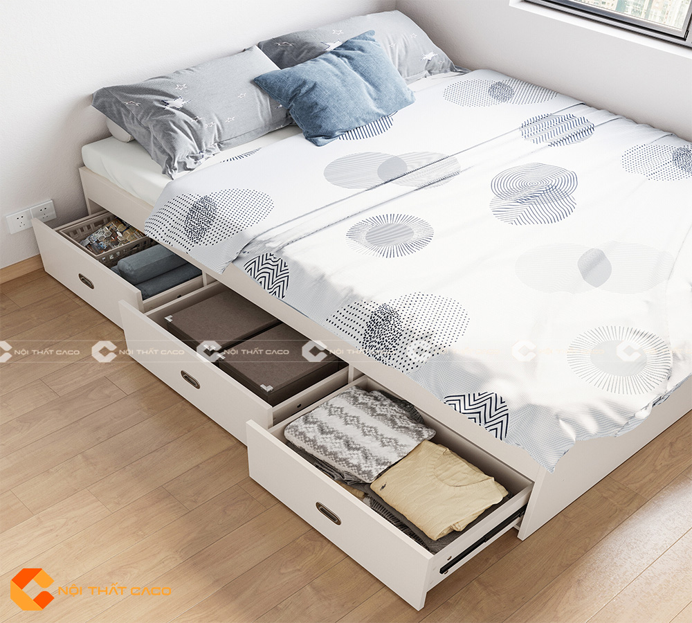 Giường Ngủ MDF Melamine Màu Trắng Cao Cấp -GN016 1
