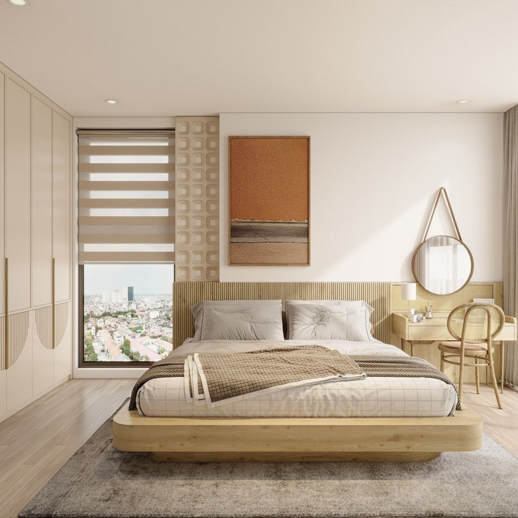 Giường ngủ 1m4 gỗ tự nhiên