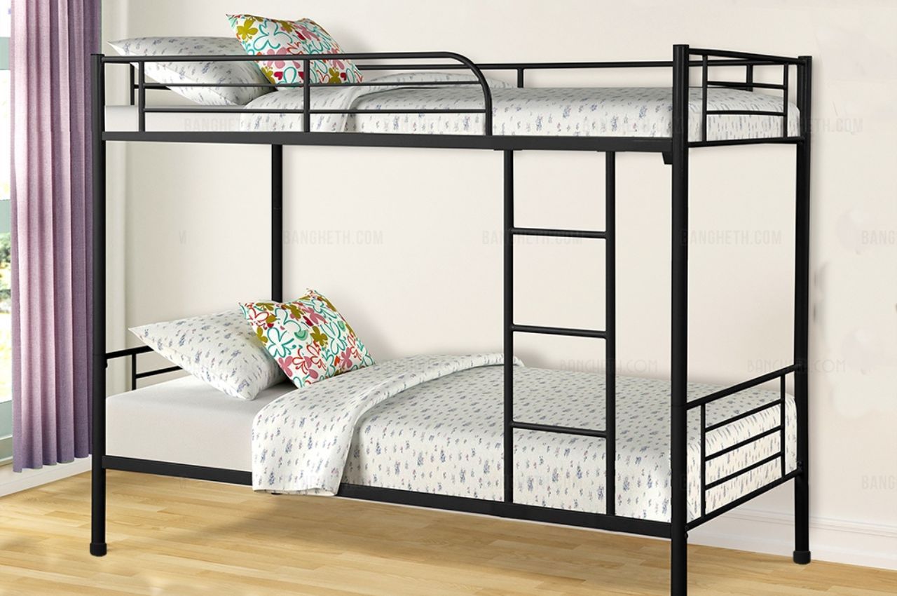 Giường ngủ 2 tầng sắt chắc chắn tối giản