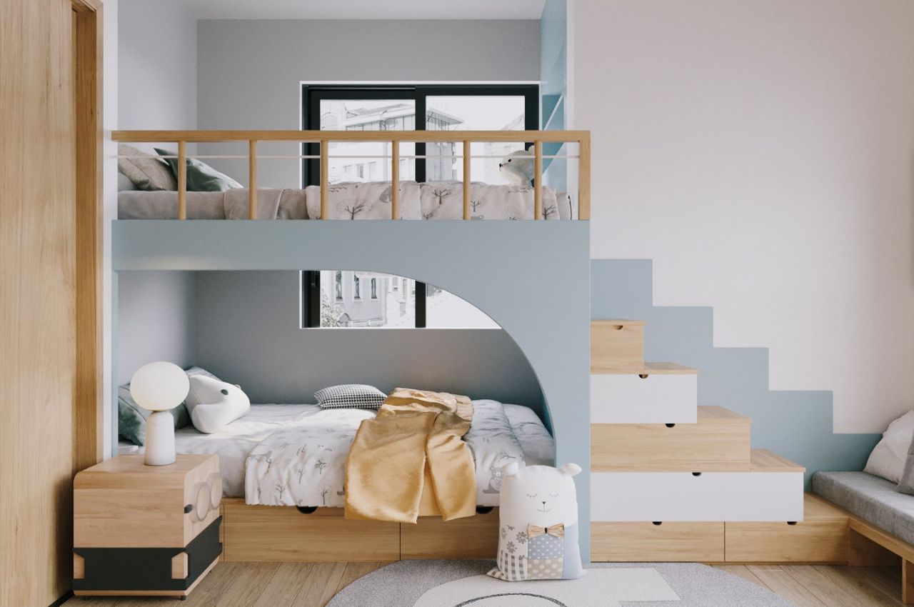 Giường ngủ 2 tầng thông minh cho trẻ em