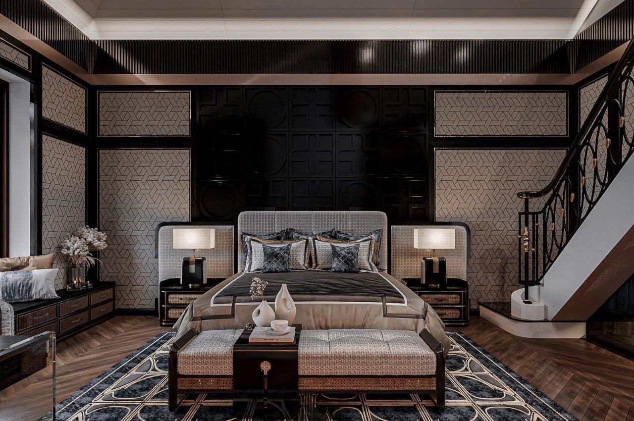 Giường ngủ bọc nệm phong cách cổ điển quý phái