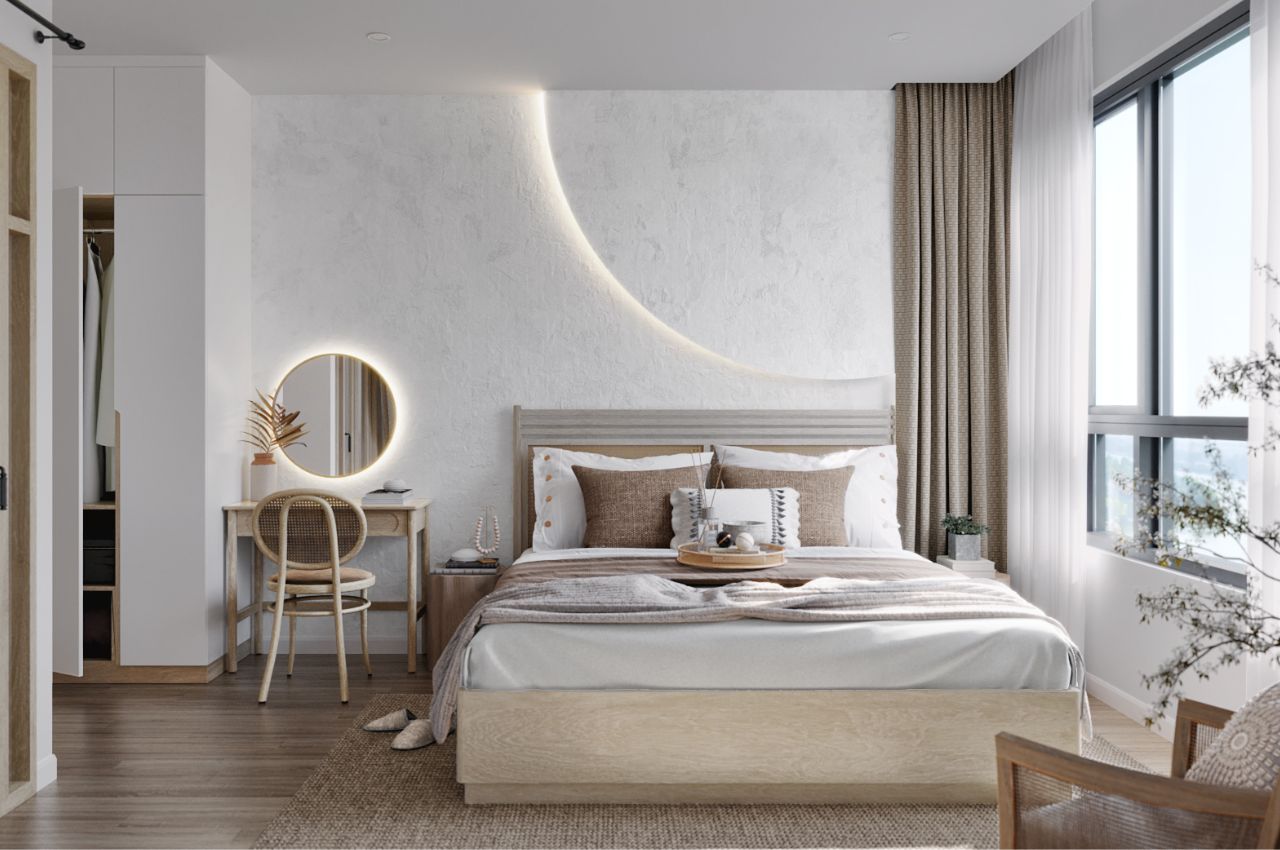 Giường ngủ bọc nệm phong cách hiện đại