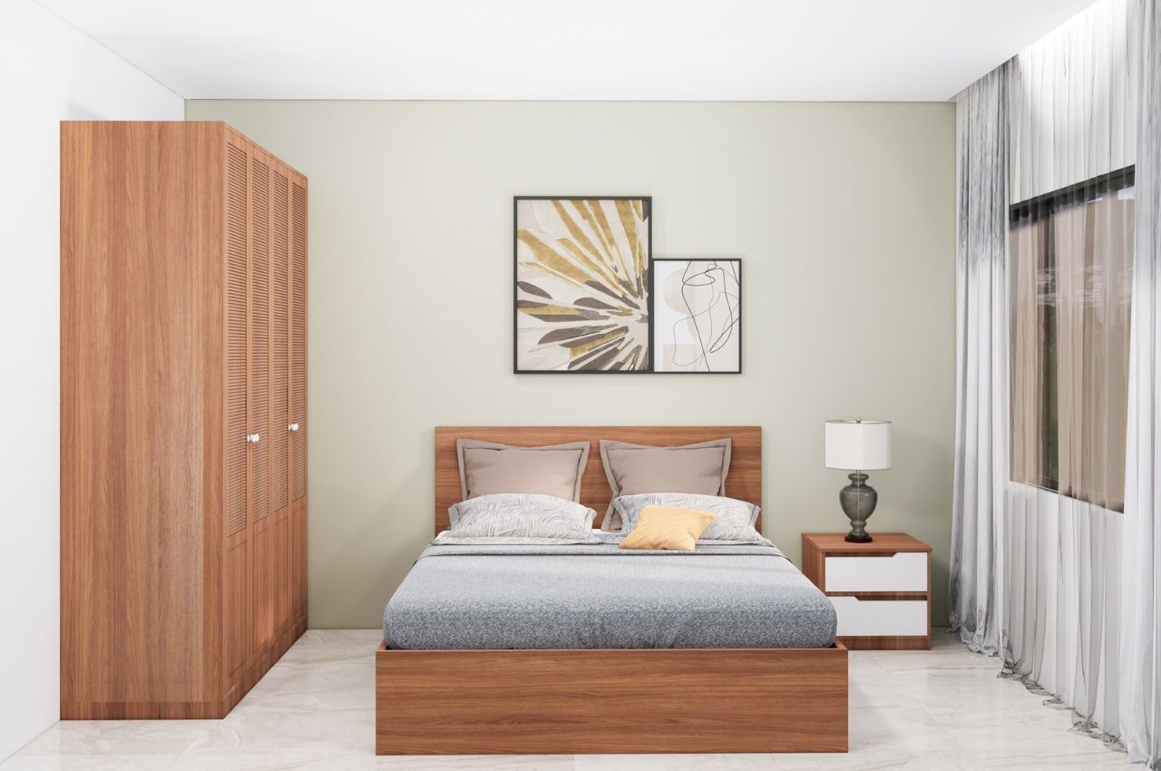 Giường ngủ đôi gỗ tự nhiên