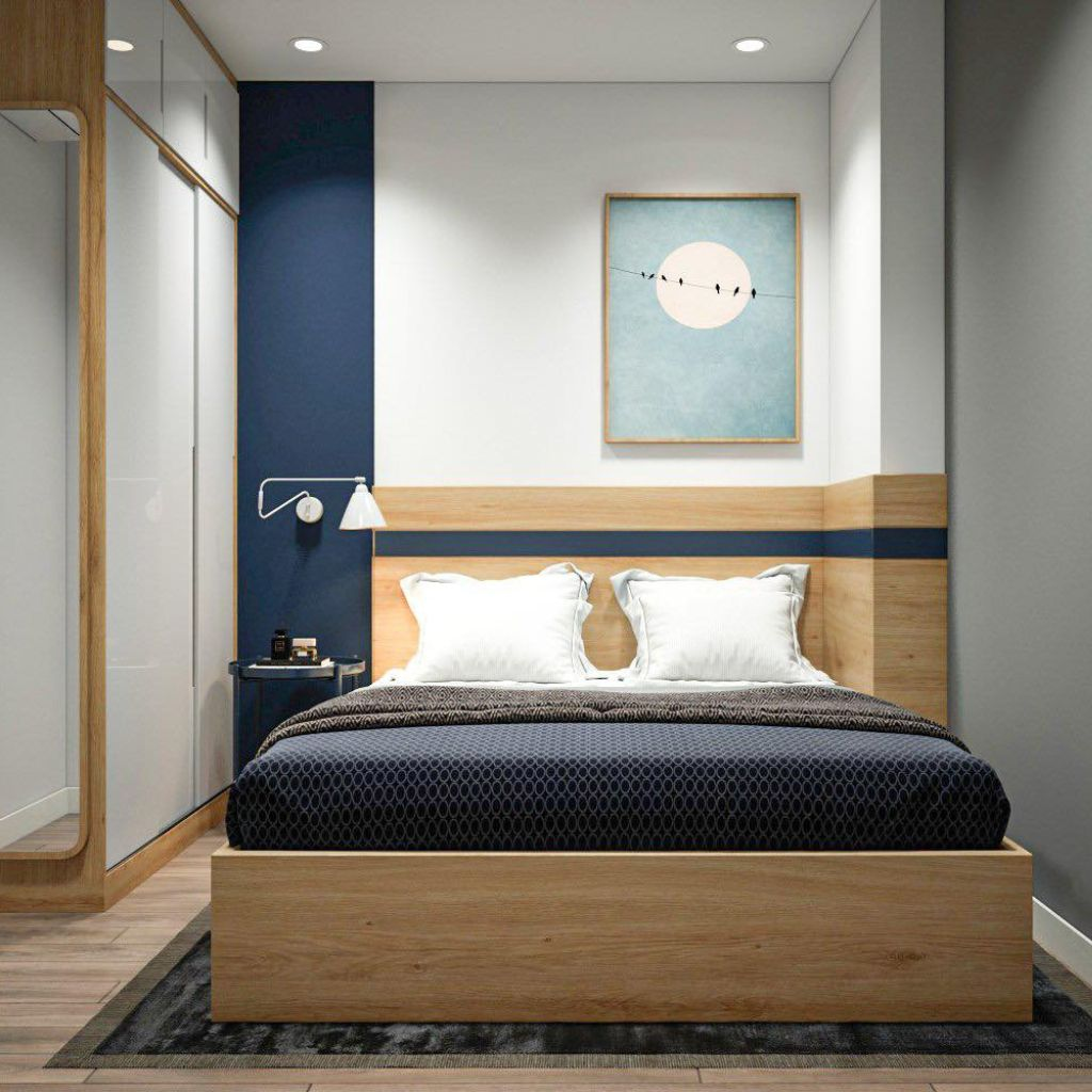 Giường rộng 2m2 dài 2m gỗ công nghiệp tối giản