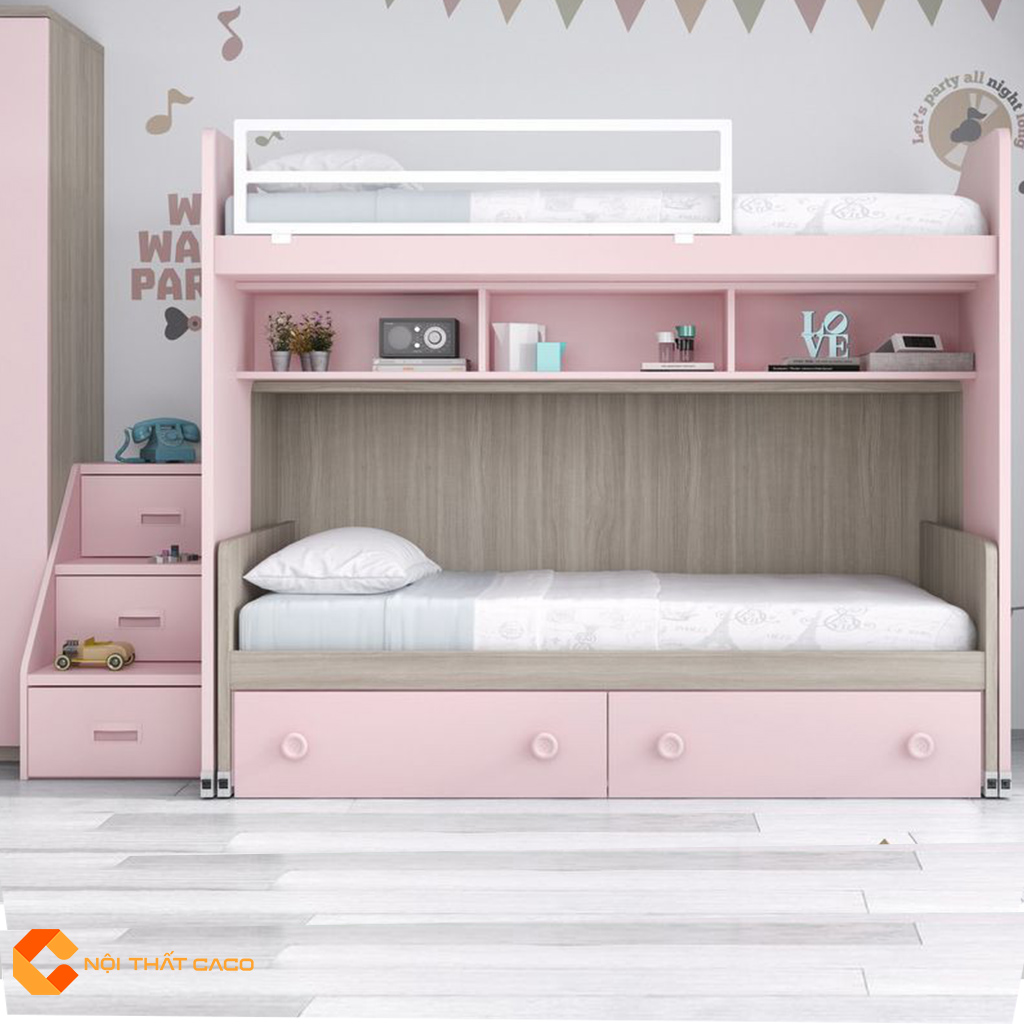 Giường tầng có bàn học cho trẻ em