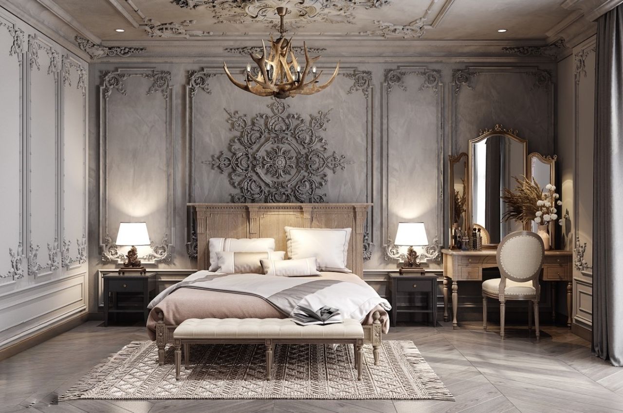 Mẫu giường ngủ sang trọng chân cao cổ điển ấn tượng