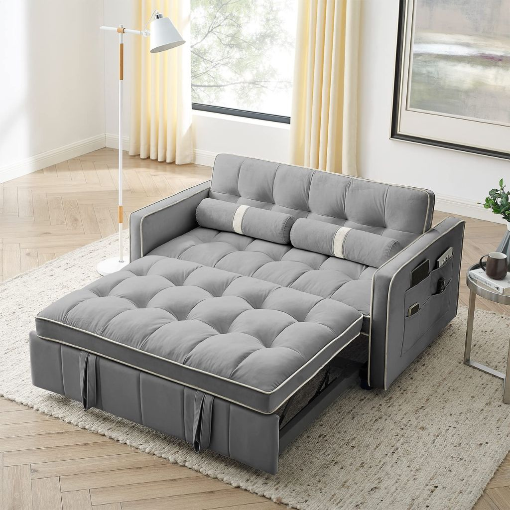 Mẫu giường thông minh kết hợp sofa khung thép cao cấp hiện đại