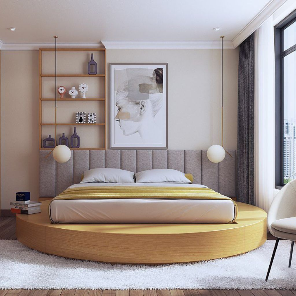 Mẫu giường tròn gỗ tự nhiên với thiết kế sang trọng