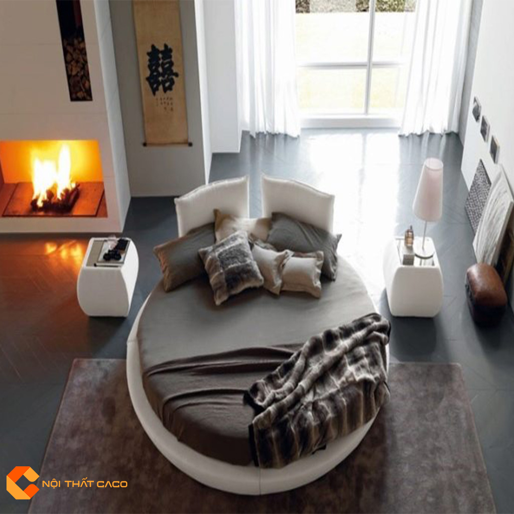 Mẫu giường tròn hiện đại có thiết kế đơn giản 