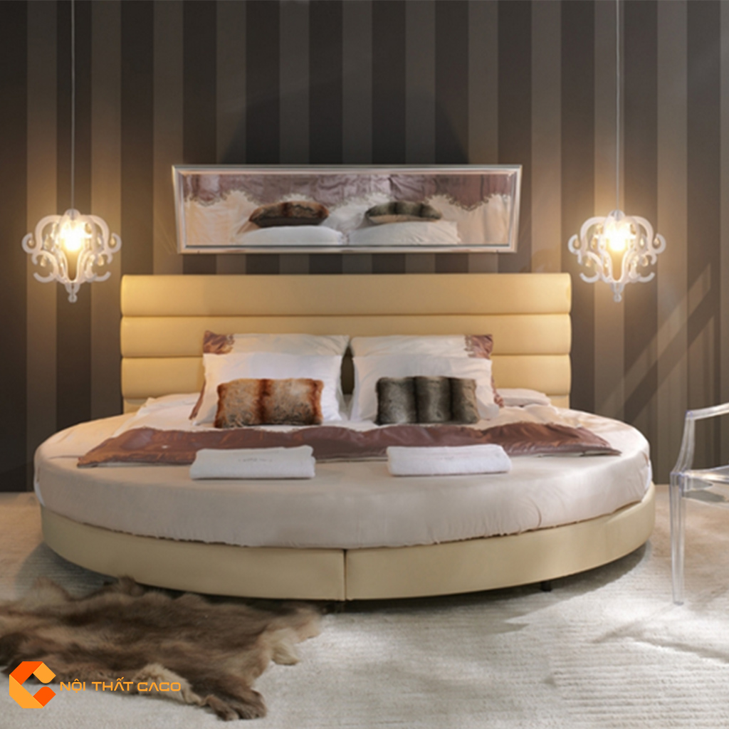 Mẫu giường tròn theo phong cách tối giản, nhã nhặn
