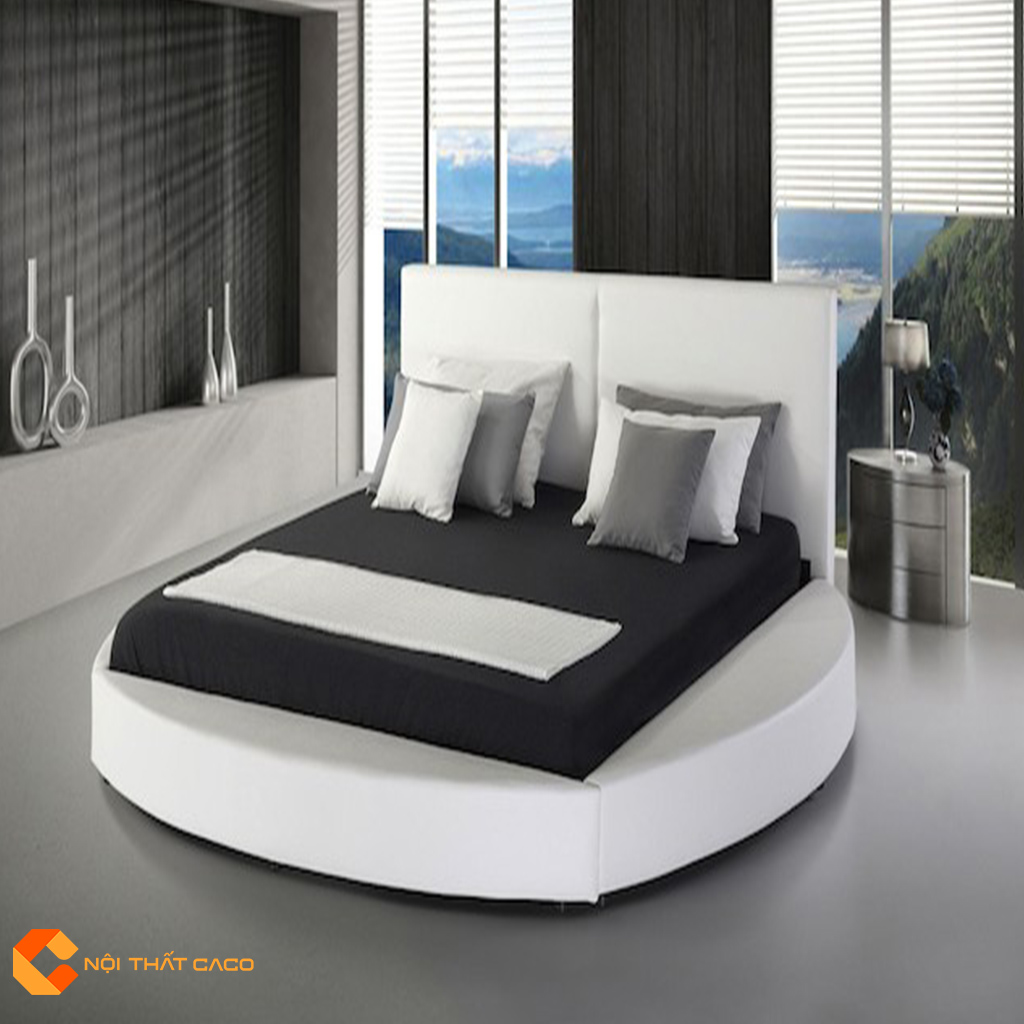 Mẫu giường tròn theo phong cách tối giản, nhẹ nhàng.