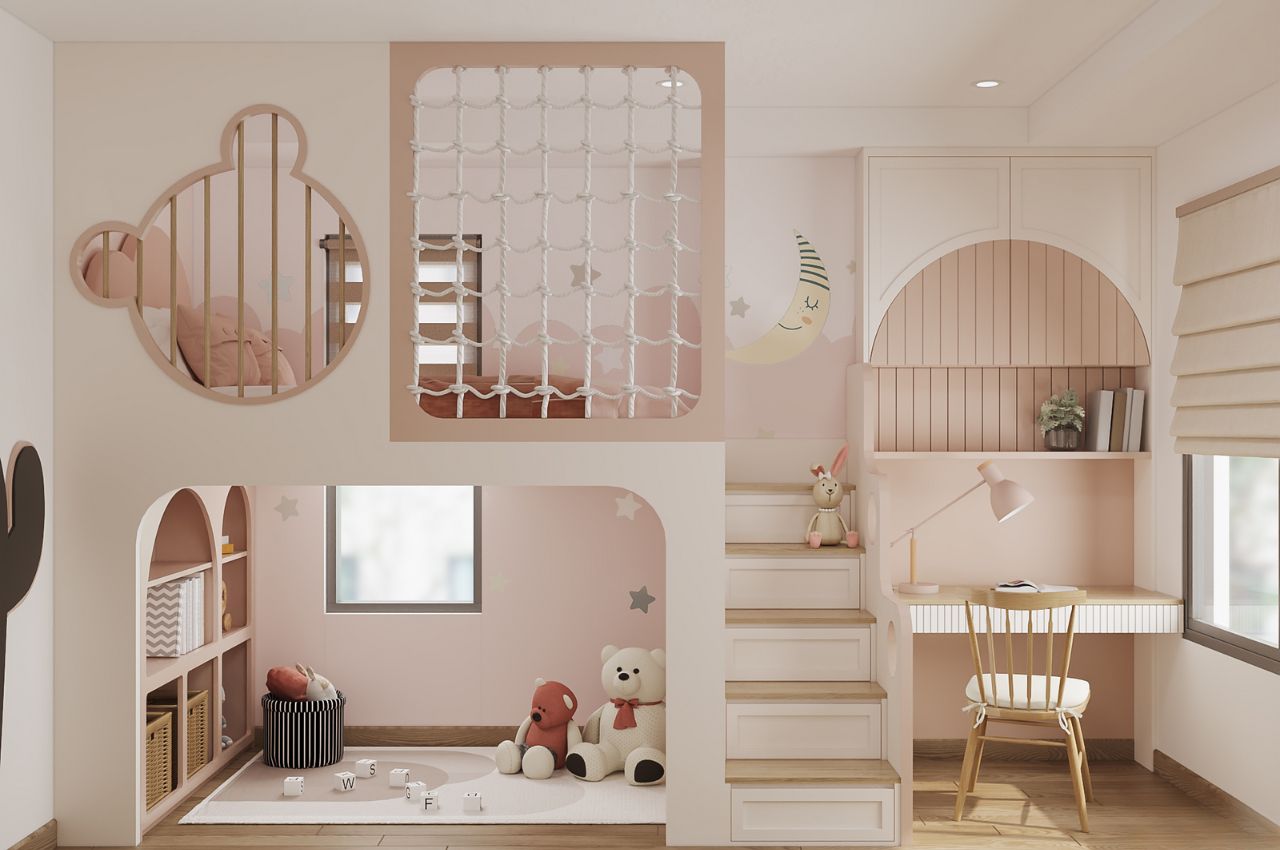 Tiết kiệm thời gian giường ngủ 2 tầng 