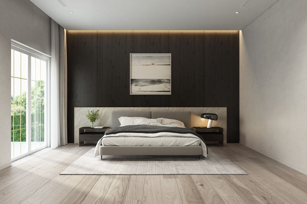 Giường ngủ bọc nệm đầu giường dễ dàng vệ sinh 