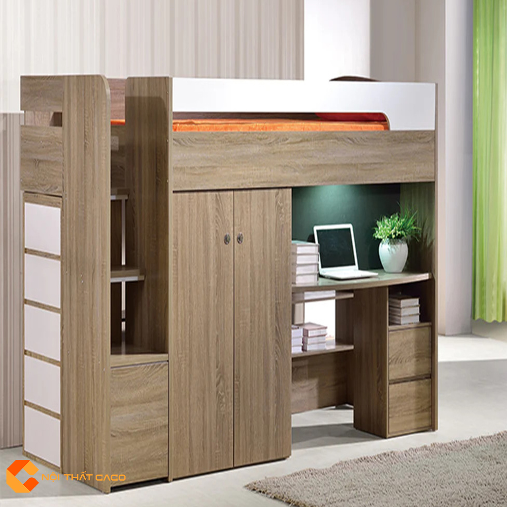 Giường tầng có bàn học với độ bền chắc, độ an toàn cao