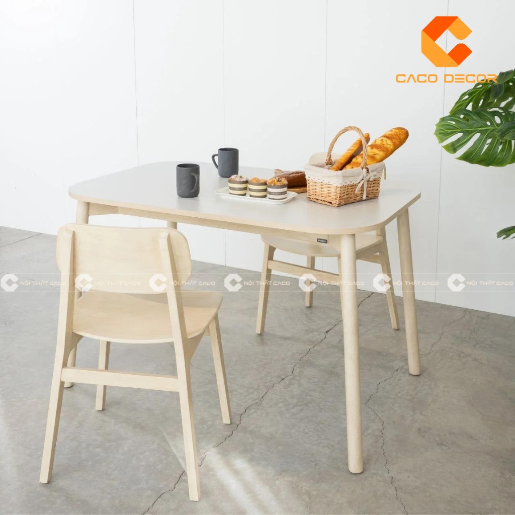 Bộ bàn ăn 2 ghế hình chữ nhật đơn giản 