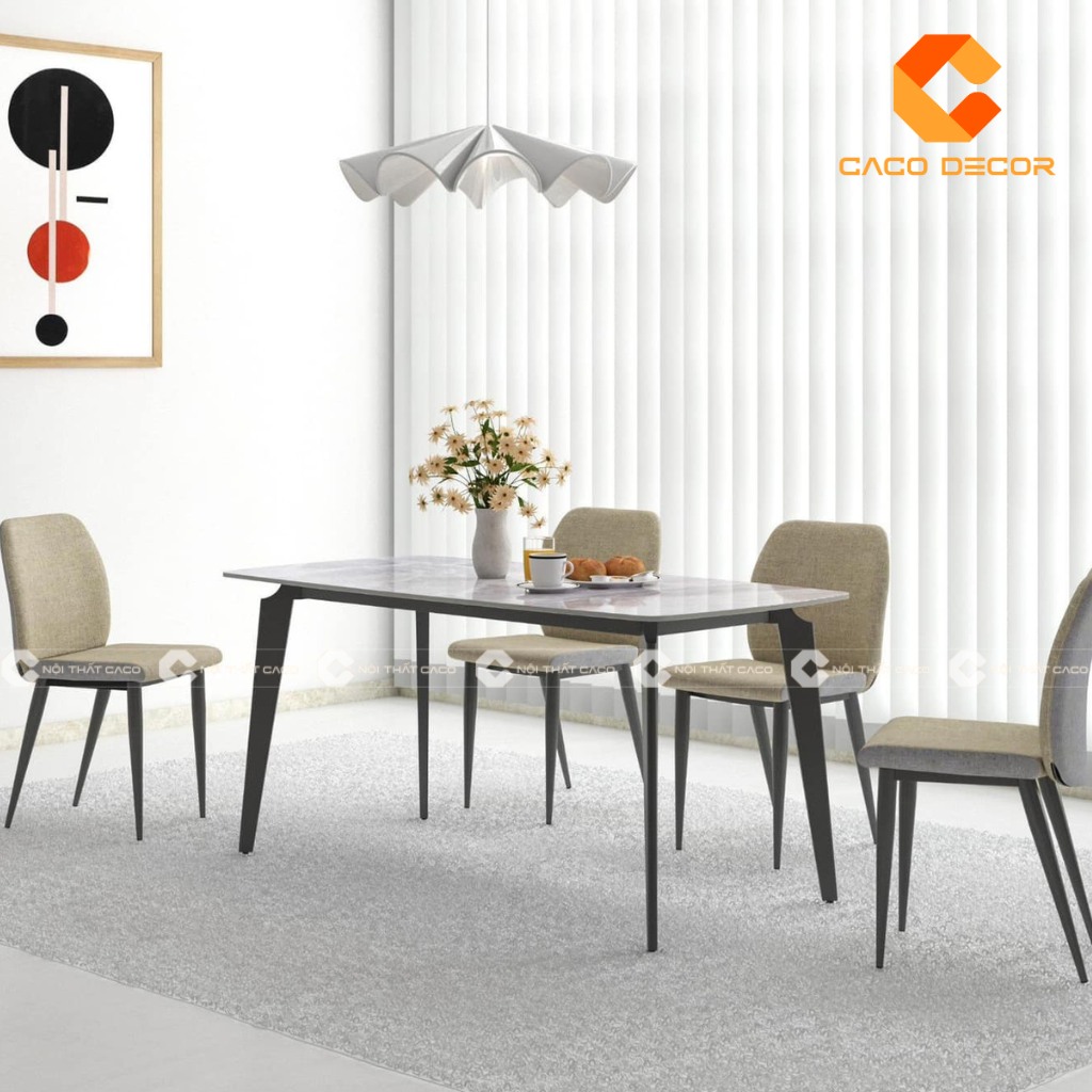 Bộ bàn ăn 4 ghế mặt đá hiện đại mã 08