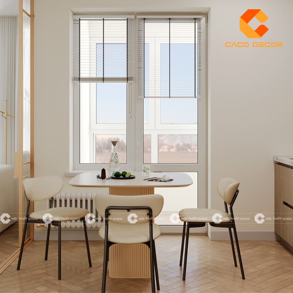 Bàn tròn nhỏ gọn rất phù hợp cho căn hộ chung cư