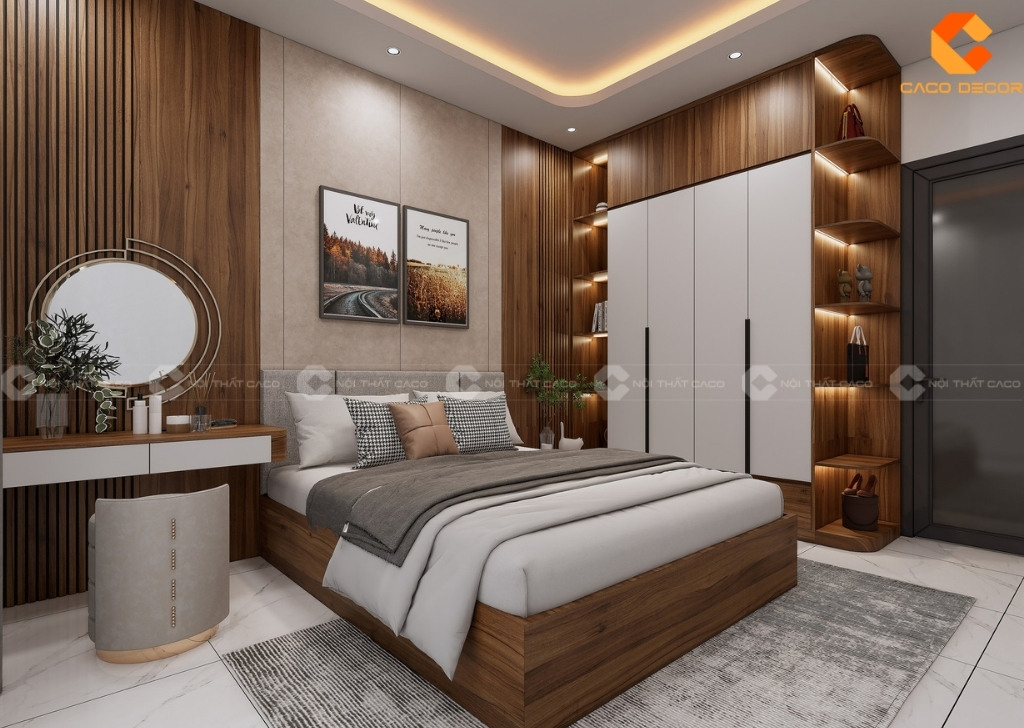 Bộ nội thất phối màu vân gỗ hiện đại