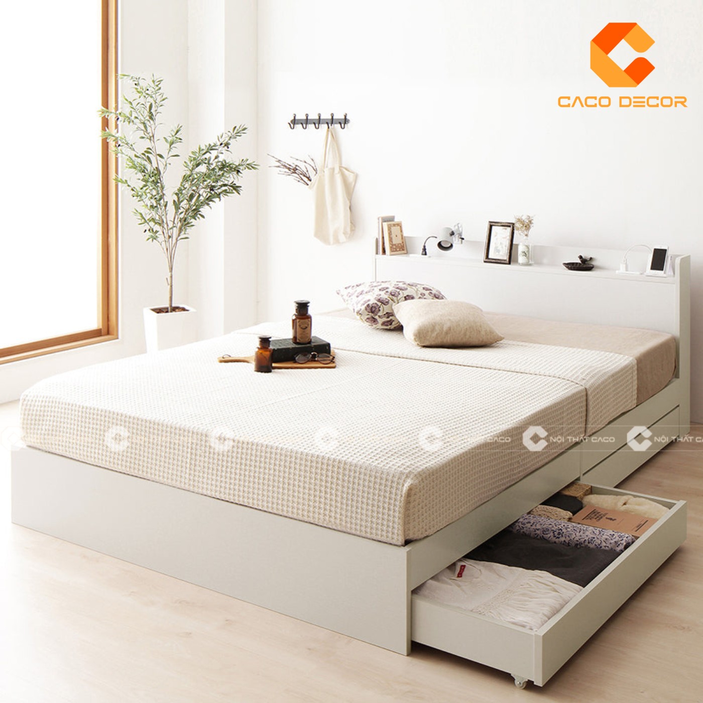 Giường ngủ gỗ công nghiệp thanh lịch hiện đại