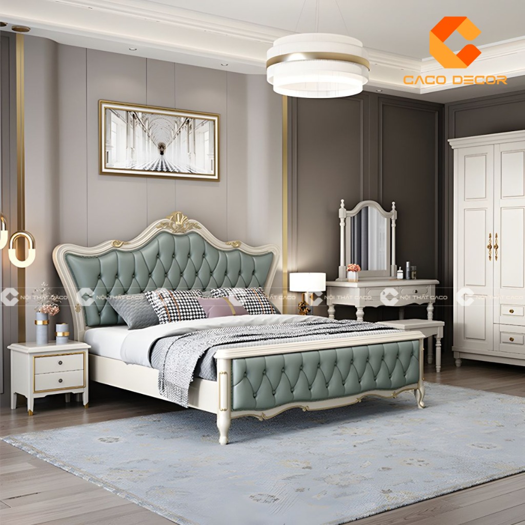 Giường ngủ gỗ thiết kế theo phong cách cổ điển