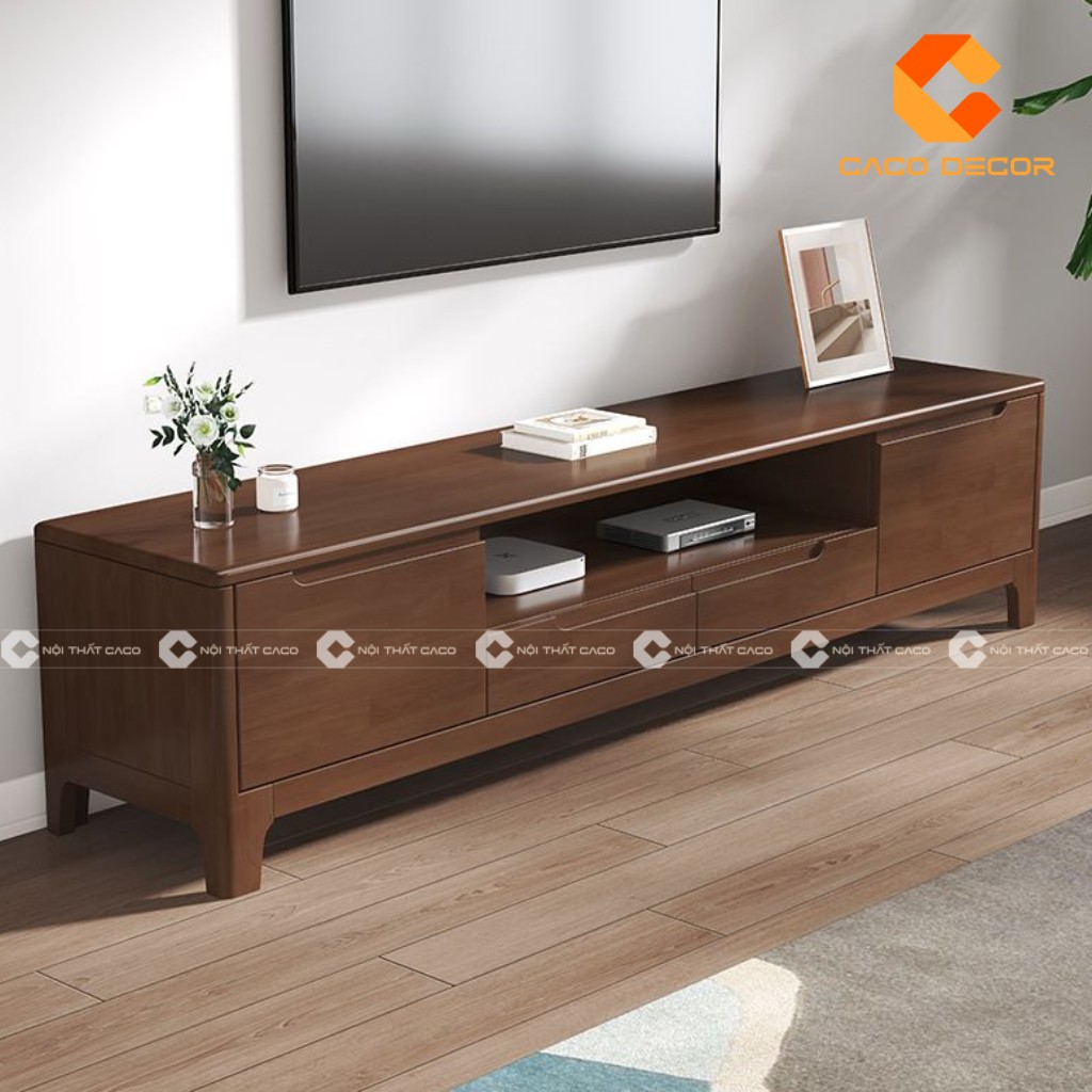 Mẫu kệ tivi phòng khách bằng gỗ tự nhiên mã KTVG03