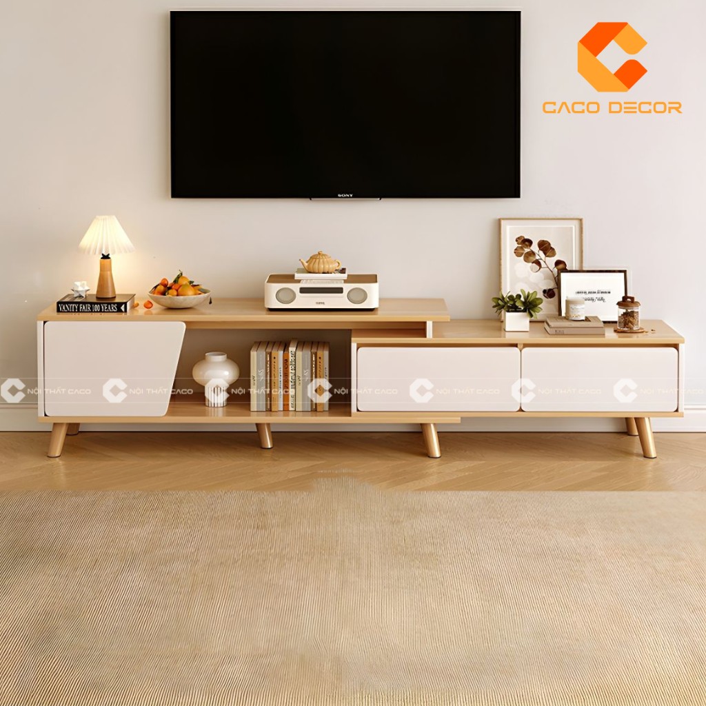 Mẫu kệ tivi phòng khách bằng gỗ công nghiệp mã KTV02