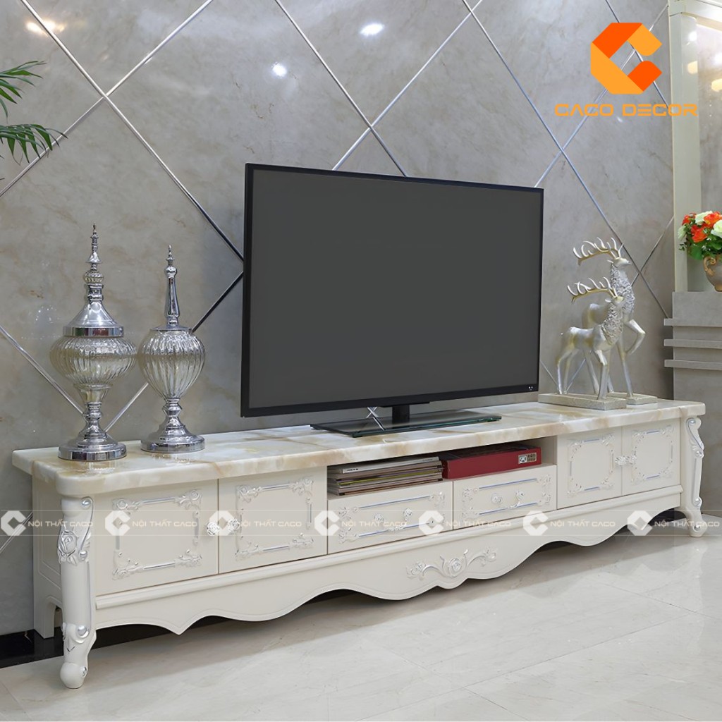 Kệ để tivi phòng khách phong cách cổ điển đẹp mắt
