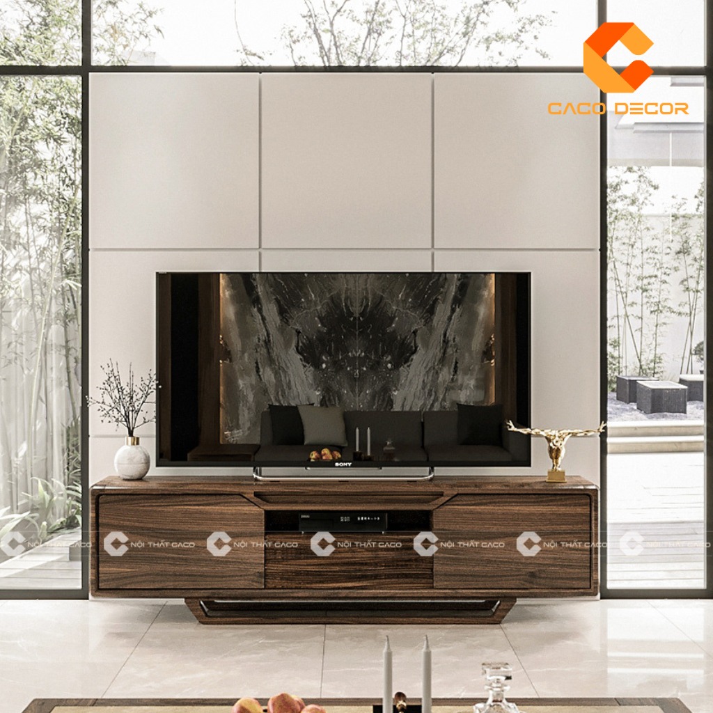 Mẫu kệ tivi gỗ óc chó sản xuất bởi CaCo mã 07