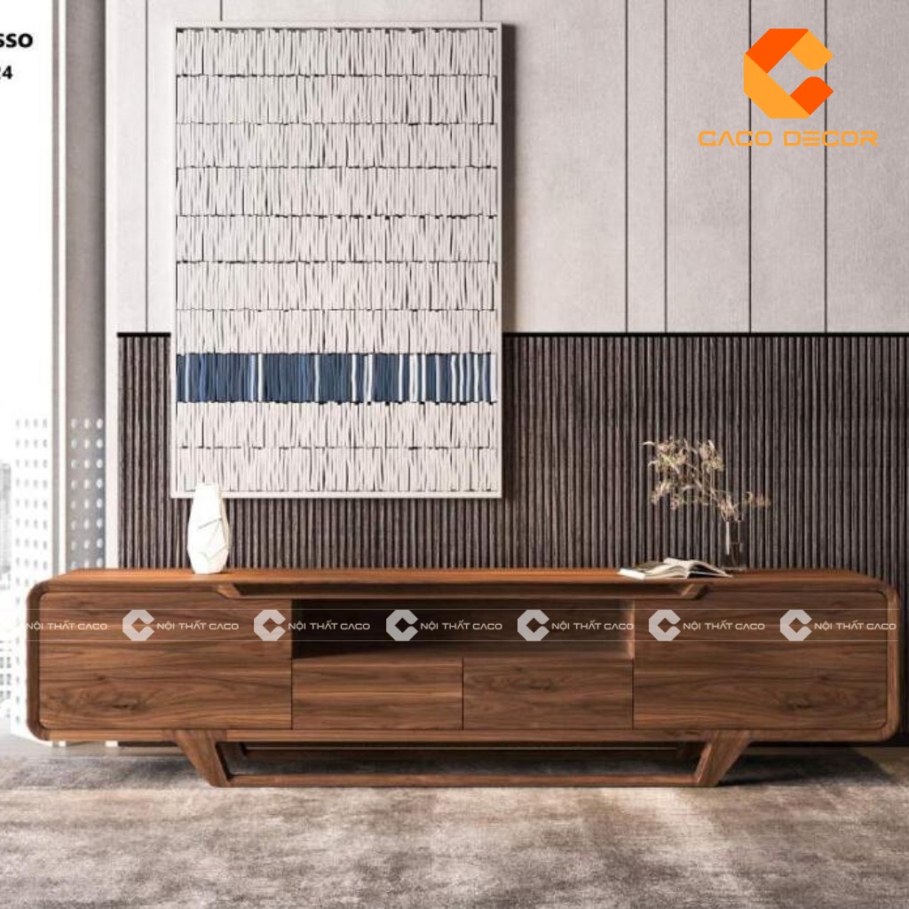 Mẫu kệ tivi gỗ óc chó sản xuất bởi CaCo mã 09