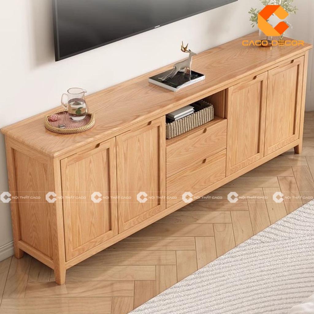  Kệ tivi gỗ sồi Nga thiết kế truyền thống 